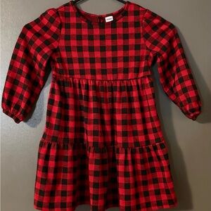 OLD NAVY TODDLER PLAID Red and Black FLEECE Dress SIZE 4T